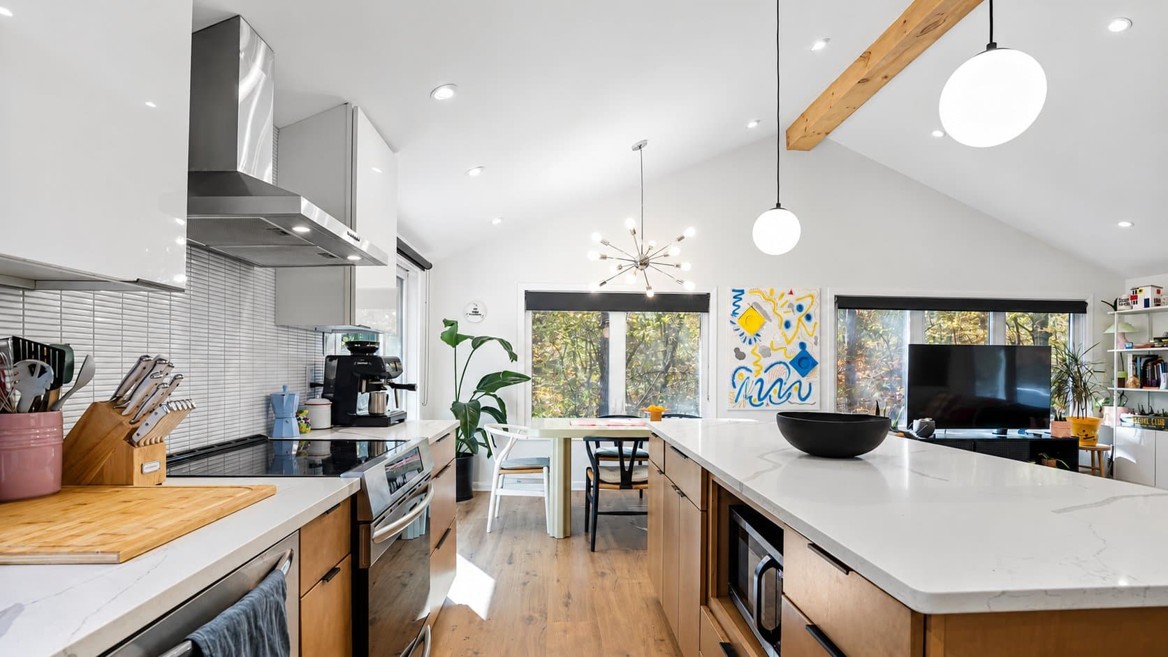 The kitchen and dining