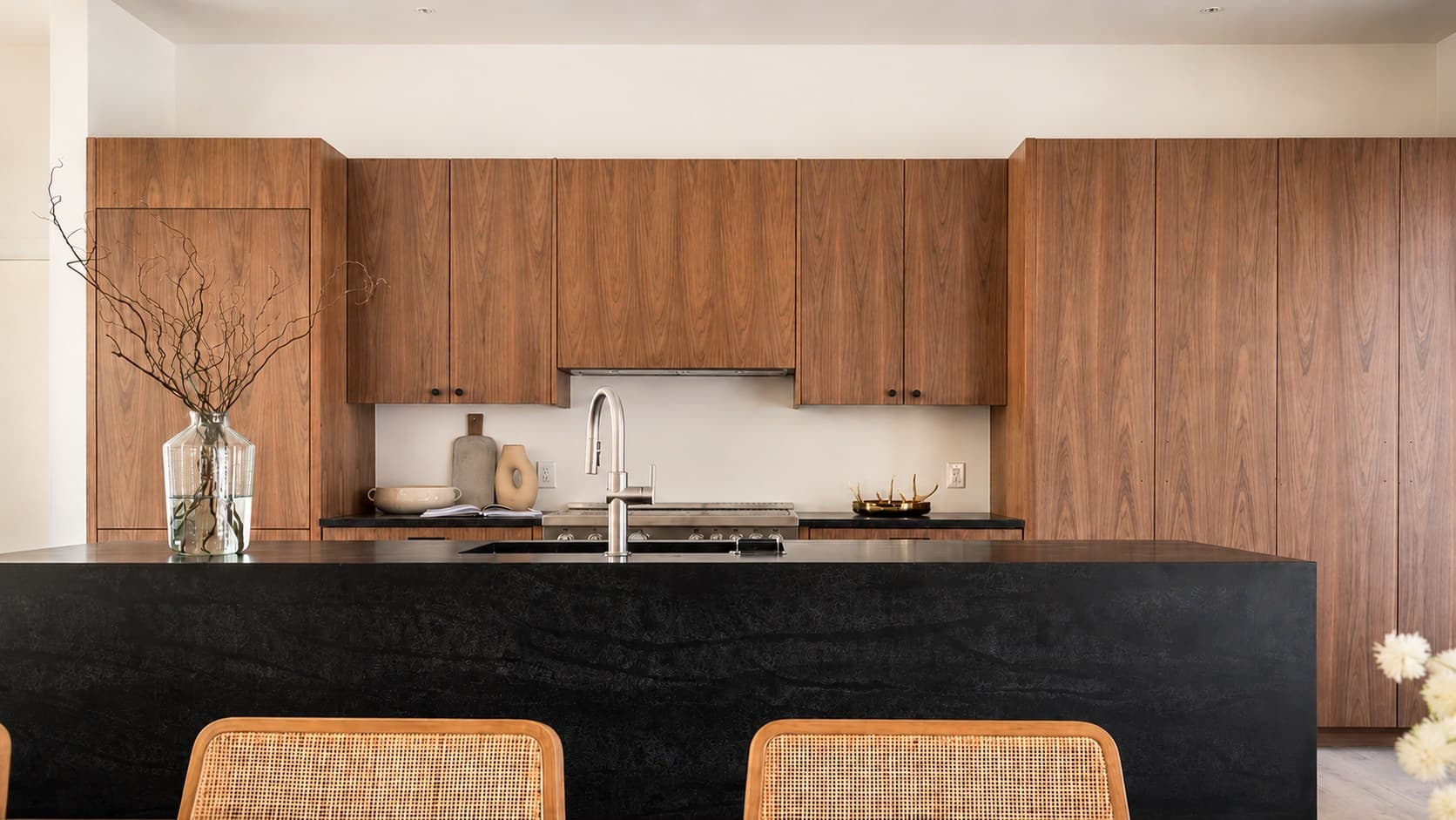 The kitchen, walnut and stone